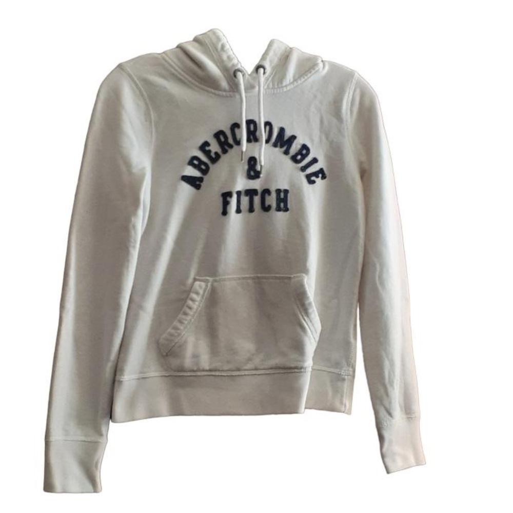 Abercrombie And Fitch White Pulllover Hoodie Small